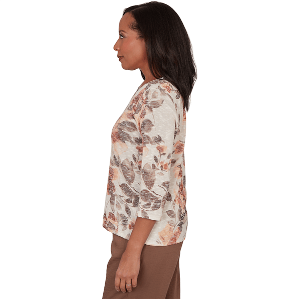 Petite Alfred Dunner Spice Market 3/4 Sleeve Floral Blouse
