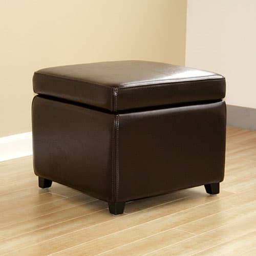 Baxton Studio Leather Storage Cube Ottoman