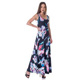 Womens 24/7 Comfort Apparel Large Floral Scoop Neck Maxi Dress