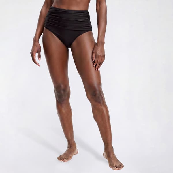 Womens Cupshe Solid Ruched High Waist Swim Bottom - image 