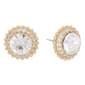 Athra 14kt. Gold over Brass Round Crystal Halo Stud Earrings - image 1