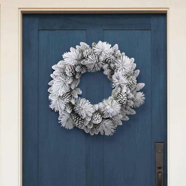 Puleo International 32in. Flocked Berkshire Spruce Wreath