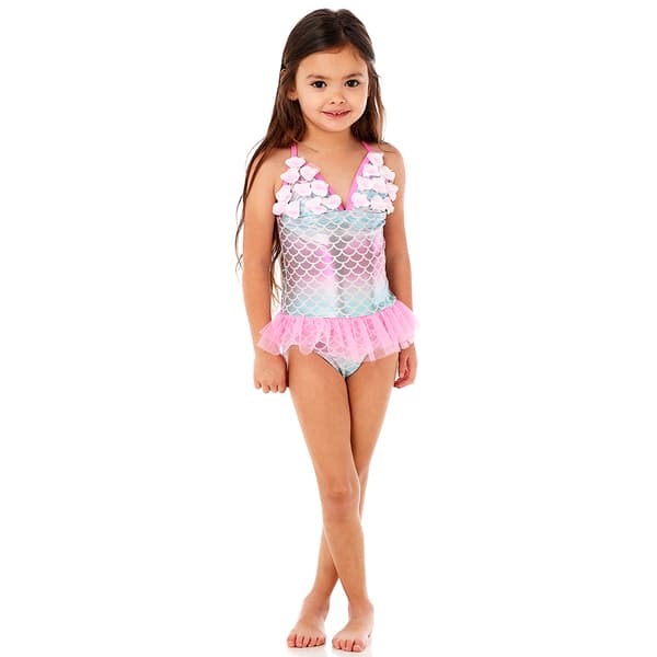 Girls 4 6x Floatimini One Piece Ombre Foil Mermaid Swimsuit