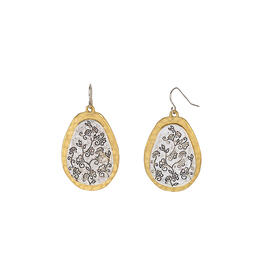 Ruby Rd. Silver-Tone Overlay Etched Oval Drop Earrings