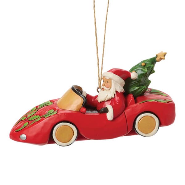 Jim Shore Santa in Sports Car Christmas Ornament