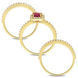 Gemstone Classics™ 10kt. Gold Plated Lab Created Ruby Ring