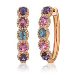 Le Vian(R) 14kt. Rose Gold 3 1/2ctw. Spinel Diamond Hoop Earrings