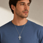 Mens Lynx 1/2ctw. Lab-Grown Diamond Cross Necklace-LGM0026P50SIL - image 5
