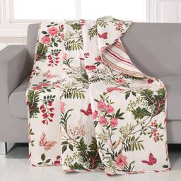 Greenland Home Fashions(tm) Floral & Stripe Reversible Quilted Throw