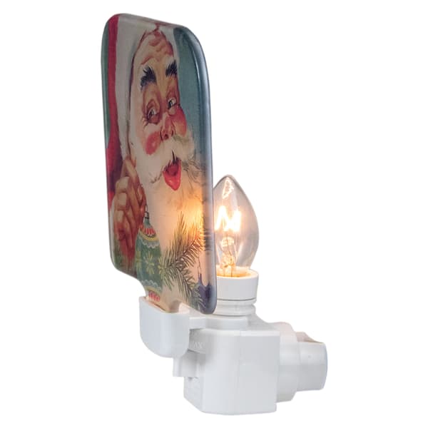 Northlight 4in. Red & Blue Santa Glass Christmas Night Light