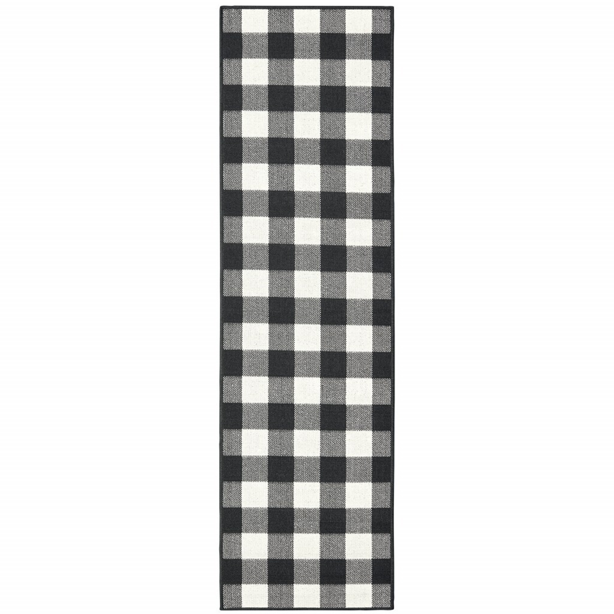 HomeRoots Black & Ivory Indoor Outdoor Runner Rug