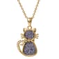 Brass Yellow Gold Plated Glitter Cat Pendant Necklace - image 1