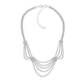 Roman Silver-Tone Crystal Chain Pendant Necklace