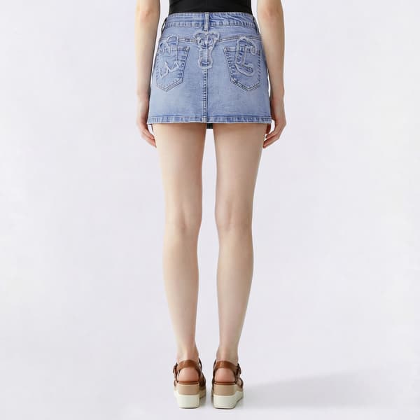 Juniors No Comment Low Rise Applique Skort - Coastal Blue
