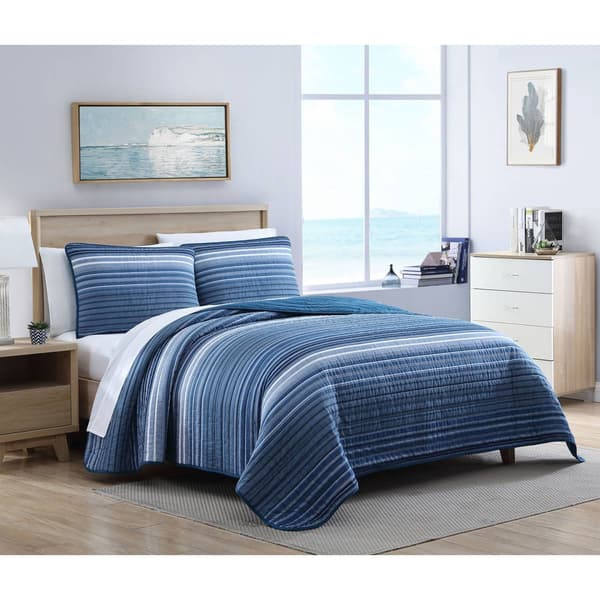 Nautica Coveside 136 Thread Count Reversible Quilt Set - image 