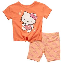 Toddler Girl Hello Kitty&#40;R&#41; Bows Top & Bike Shorts Set