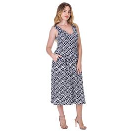 Womens 24/7 Comfort Apparel Geometric Fit & Flare Midi Dress