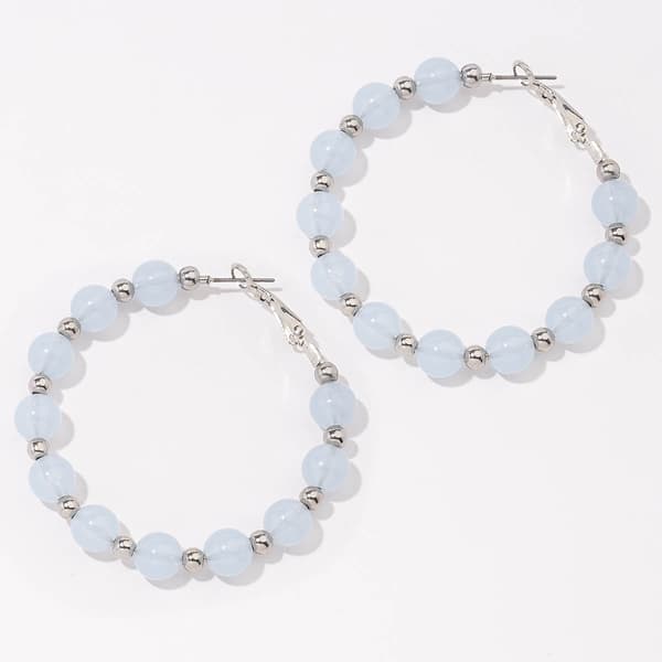 Ashley Cooper(tm) Light Blue Bead Hoop Earrings - image 