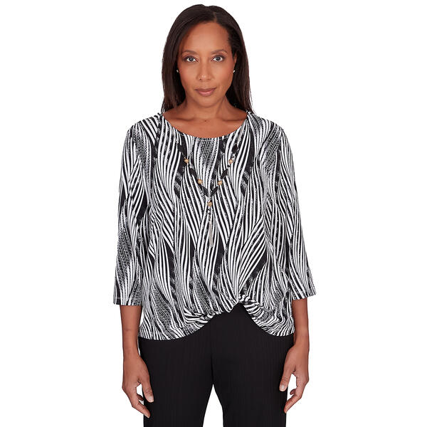 Womens Alfred Dunner Opposites Attract Knit Swirl Texture Top - image 