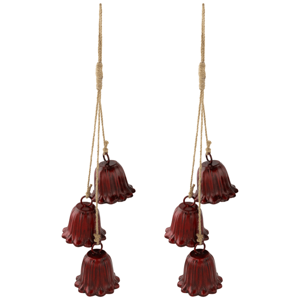 Northlight Trio Red Fluted Christmas Bells  - Set of 2