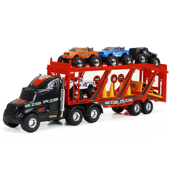 New Bright&#40;R&#41; 22 Big Foot Car Carrier with 4 Trucks - image 