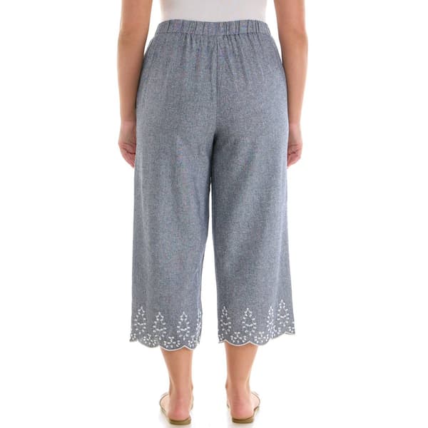 Petite Zac & Rachel Embroidered Scallop Hem Wide Leg Capris