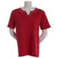Petite Hasting & Smith Short Sleeve Split Neck Tee with Piping - image 1