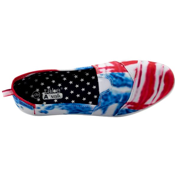 Womens Ashley Blue Americana Canvas Tie Dye Slip On Flats