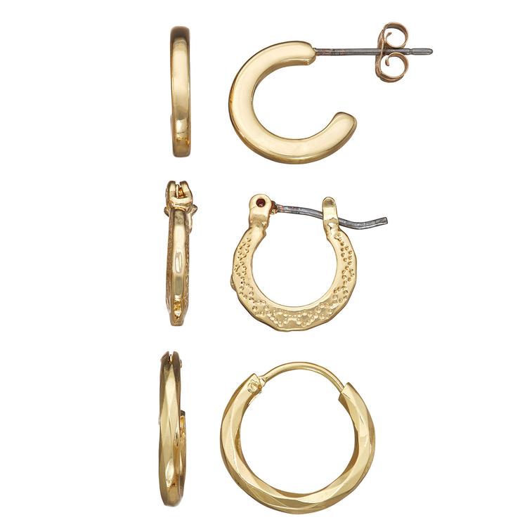 Napier Gold-Tone Trio Hoop Earrings