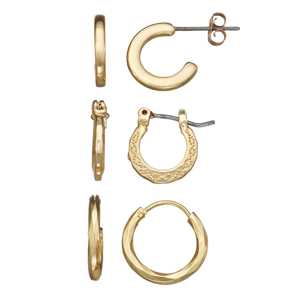 Napier Gold-Tone Trio Hoop Earrings - image 