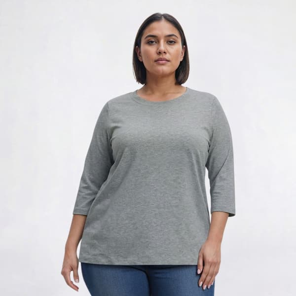 Plus Size Hasting & Smith 3/4 Sleeve Solid Round Neck Tee