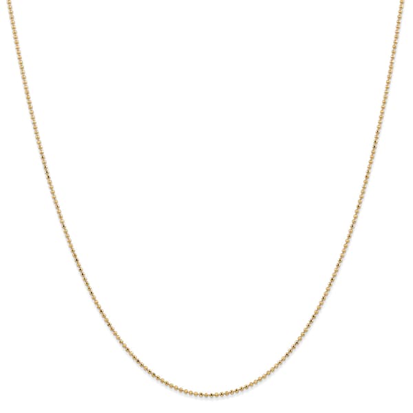Unisex Gold Classics(tm) 1.2mm. Diamond Cut Beaded 14in. Necklace - image 