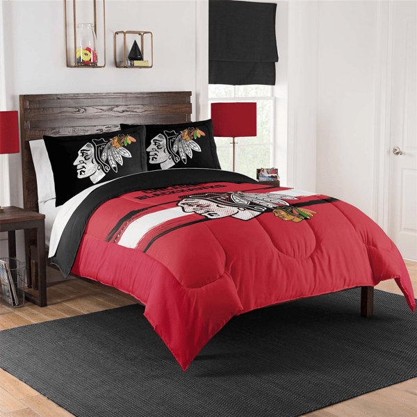 Sweet Home Collection NHL Chicago Blackhawks Comforter Set - image 