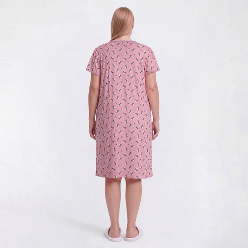 Plus Size White Orchid Bumble Bees Henley Nightshirt