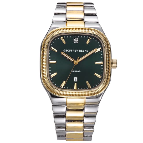 Mens Geoffrey Beene(R) Two-Tone Green Dial Watch - GBA0040TTG - image 