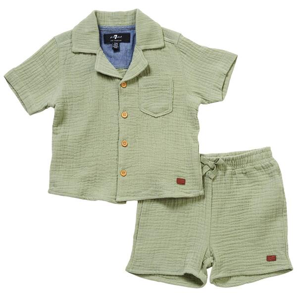 Baby Boy &#40;12-24M&#41; 7 For All Mankind&#40;R&#41; Crinkle Top & Shorts Set - image 