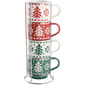 Boston Warehouse Set of 4 13oz. Nordic Pattern Stacked Mugs - image 1