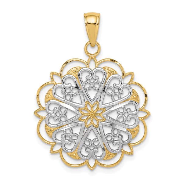 Gold Classics&#40;tm&#41; 14kt. Gold & Rhodium Filigree Heart Pendant - image 