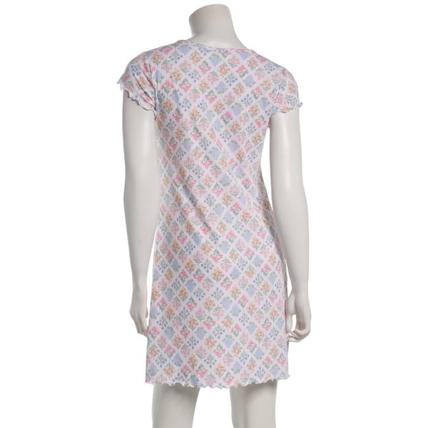 Womens Laura Ashley Rib Geo Bouquets Lettuce Edge Nightshirt