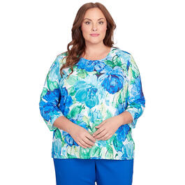 Plus Size Alfred Dunner Tradewinds Watercolor Flowers Top