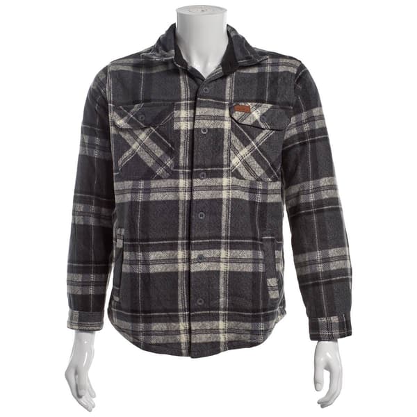 Mens Mountain Ridge Plaid Fleece CPO Jacket - Grey - image 