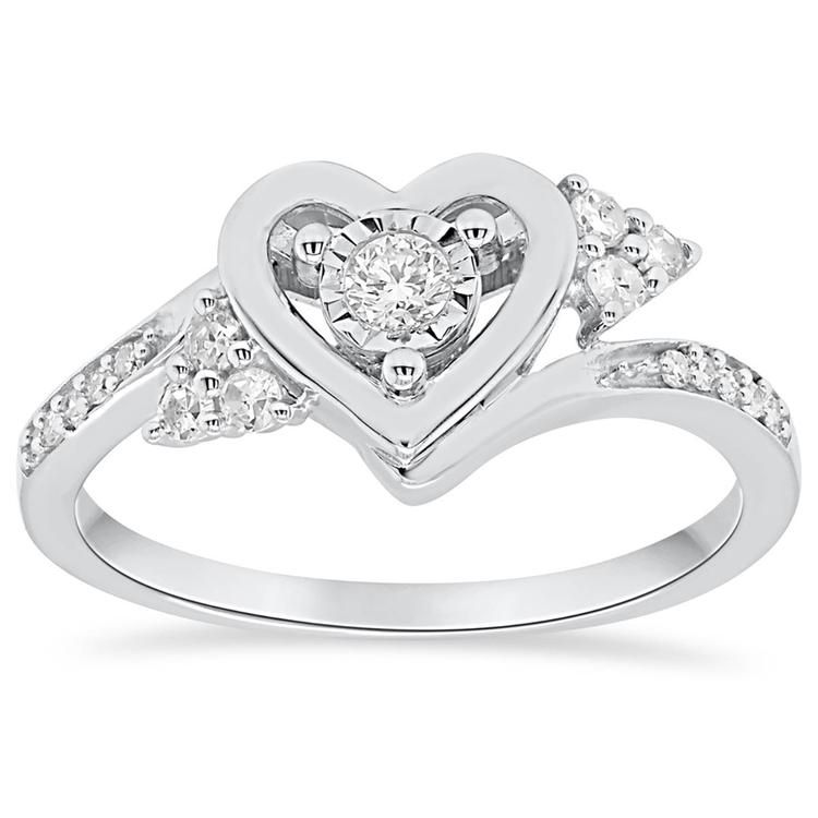 Nova Star(R) Sterling Silver 1/4ctw. Lab Grown Diamond Heart Ring