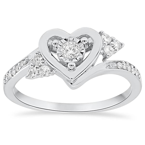 Nova Star(R) Sterling Silver 1/4ctw. Lab Grown Diamond Heart Ring - image 