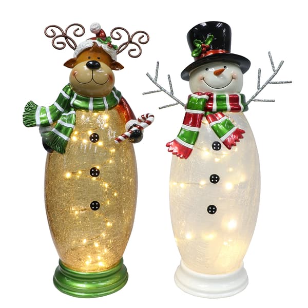 Puleo International Crackle Glass Moose And Snowman Set - image 