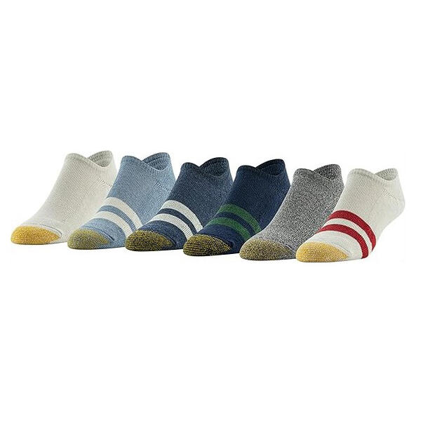 Mens Gold Toe(R) 6pk. Davenport Invisible Liner Socks - Blue/Multi - image 