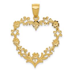 Gold Classics(tm) 14kt. Polished Floral Border Heart Pendant