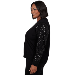 Plus Size Emaline Lavender Revelry Sequin Sleeve V-Neck Sweater