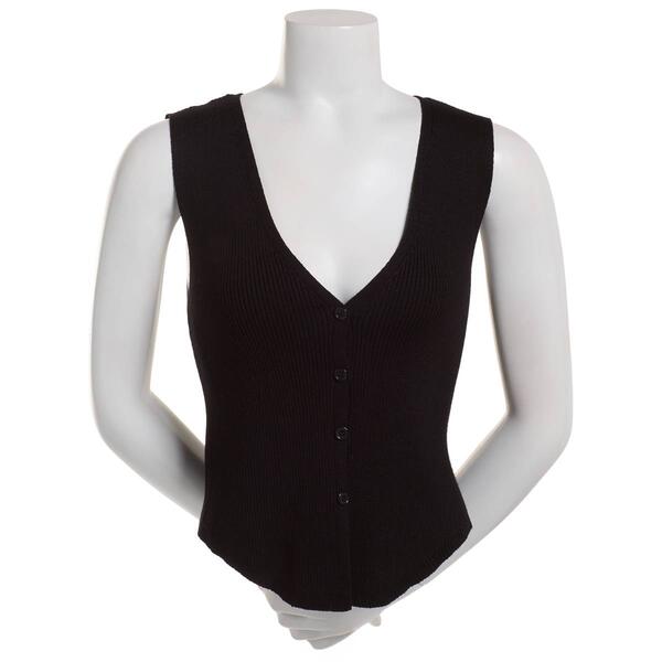 Juniors No Comment Button Front Sweater Vest - image 