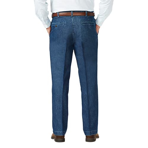 Haggar Men's Big & Tall Classic Fit Pleat Front Denim Pants