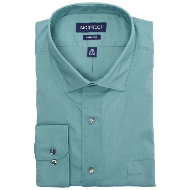 Mens Big & Tall Architect(R) Performance Dress Shirt - Calla Green